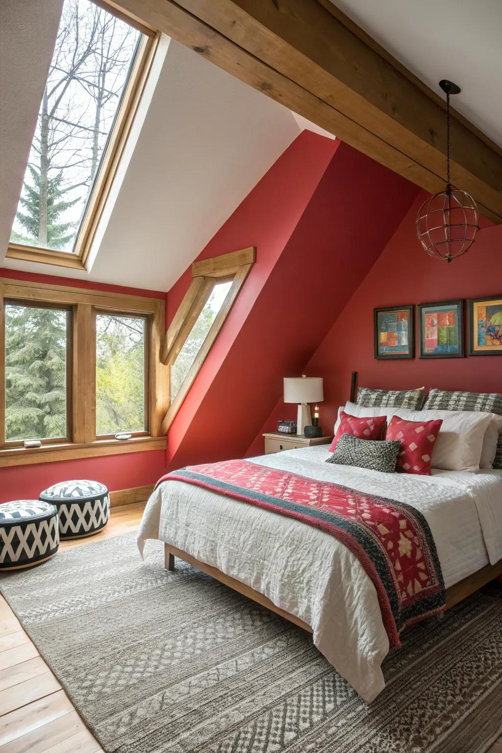 Bold colors can change your attic into a statement space.