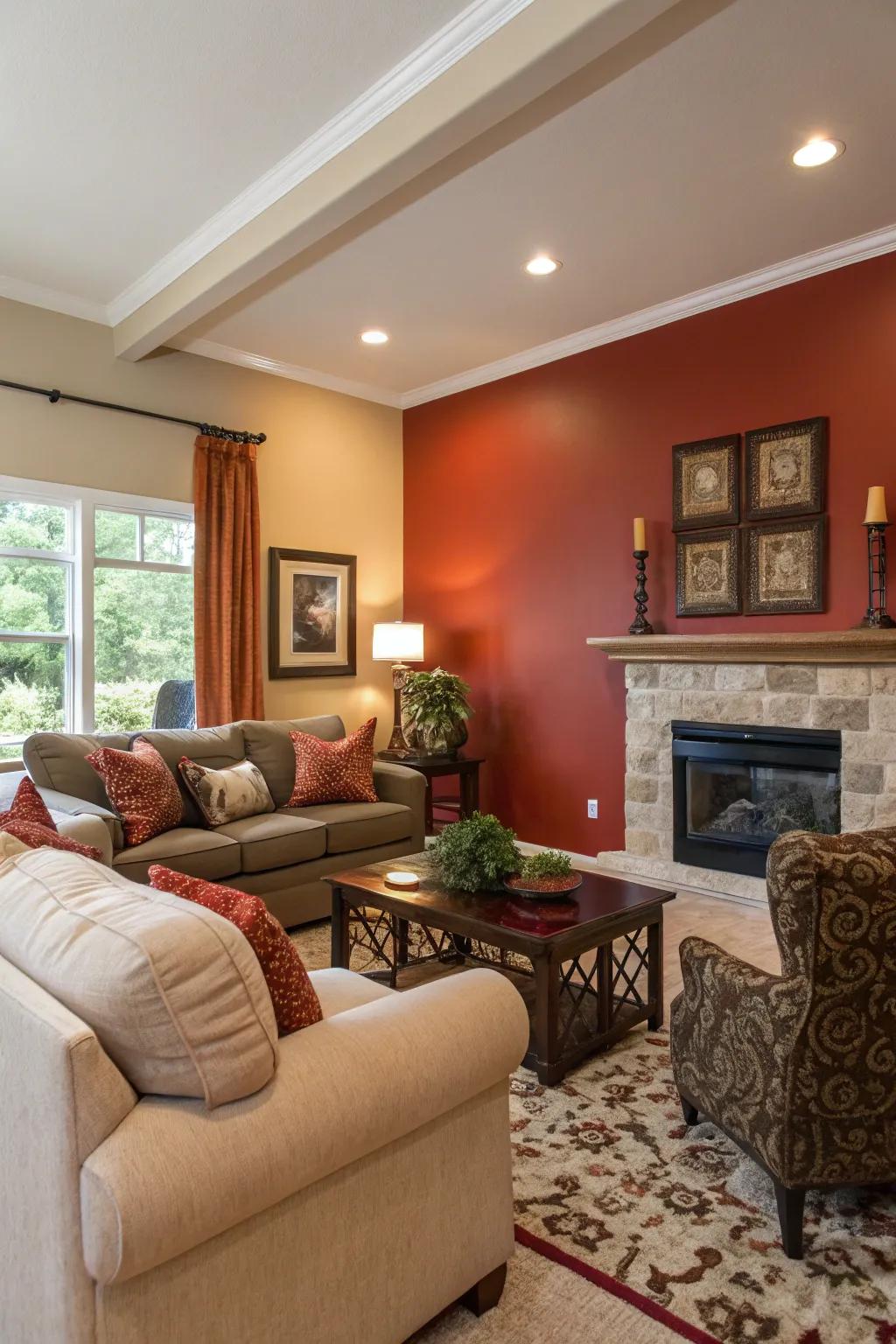 Bold painting colors can set off areas and add style to your living room.