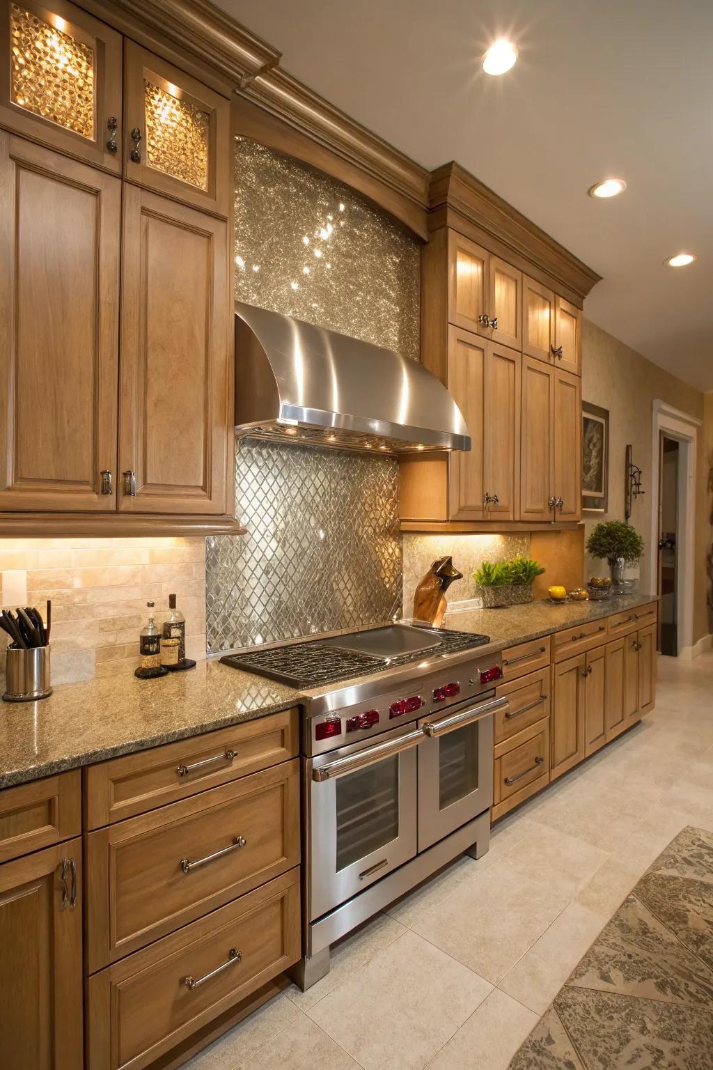 Metal touches add a hint of shine to the kitchen.