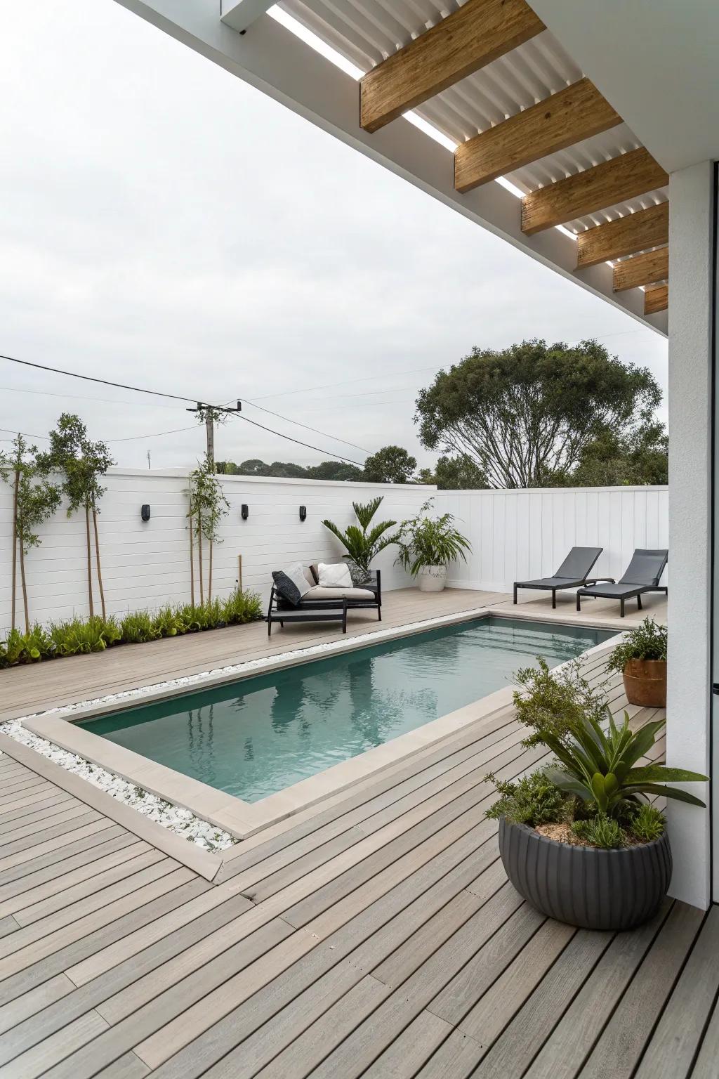 A minimalist design offers tranquility and simplicity.