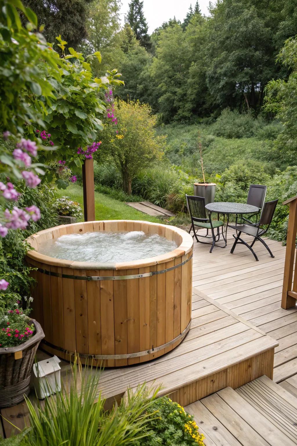 Organic sheathing materials add warmth and texture to your bubble spa.