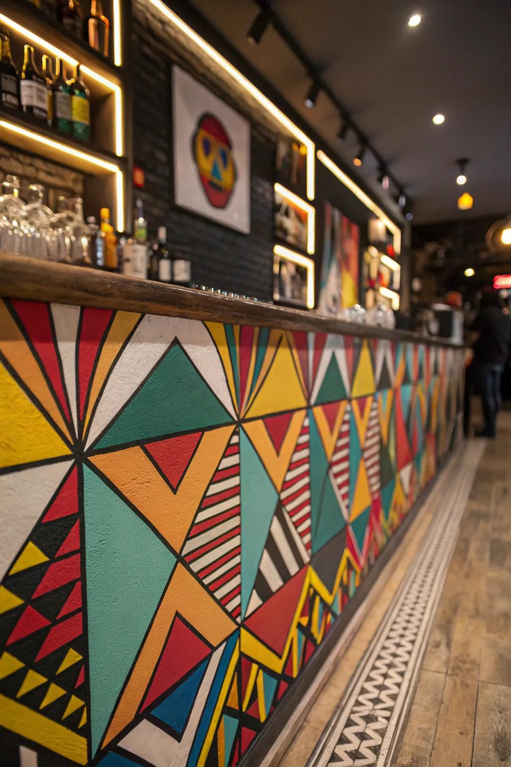 Geometric shapes make your bar modern.