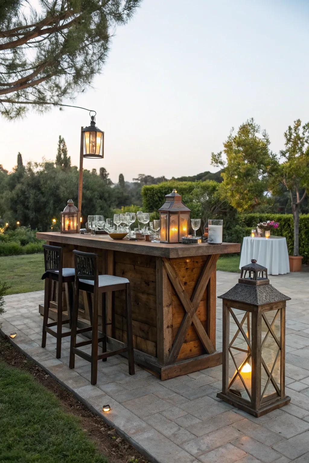 An open-air bar arrangement is suited for savoring the fresh air.