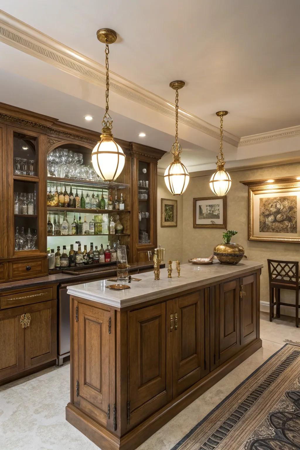 Vintage elements bring character and nostalgia to your bar.
