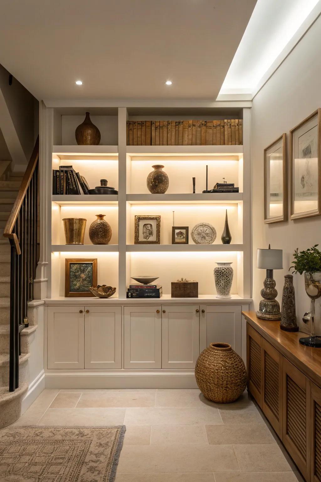 Integrated lighting highlights your treasures and sustains order.