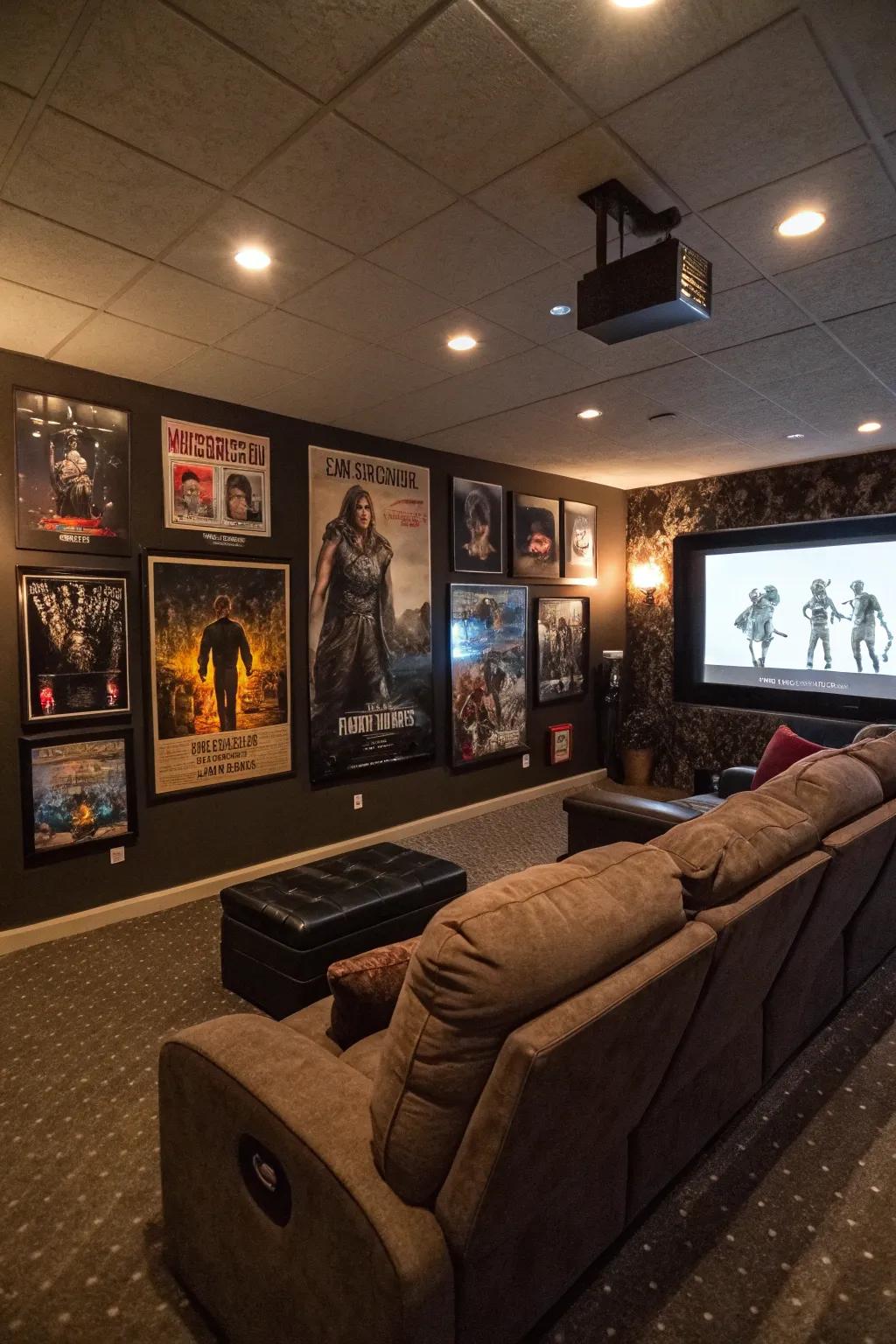 Personalized film posters instill character and a personal nuance within the media room.