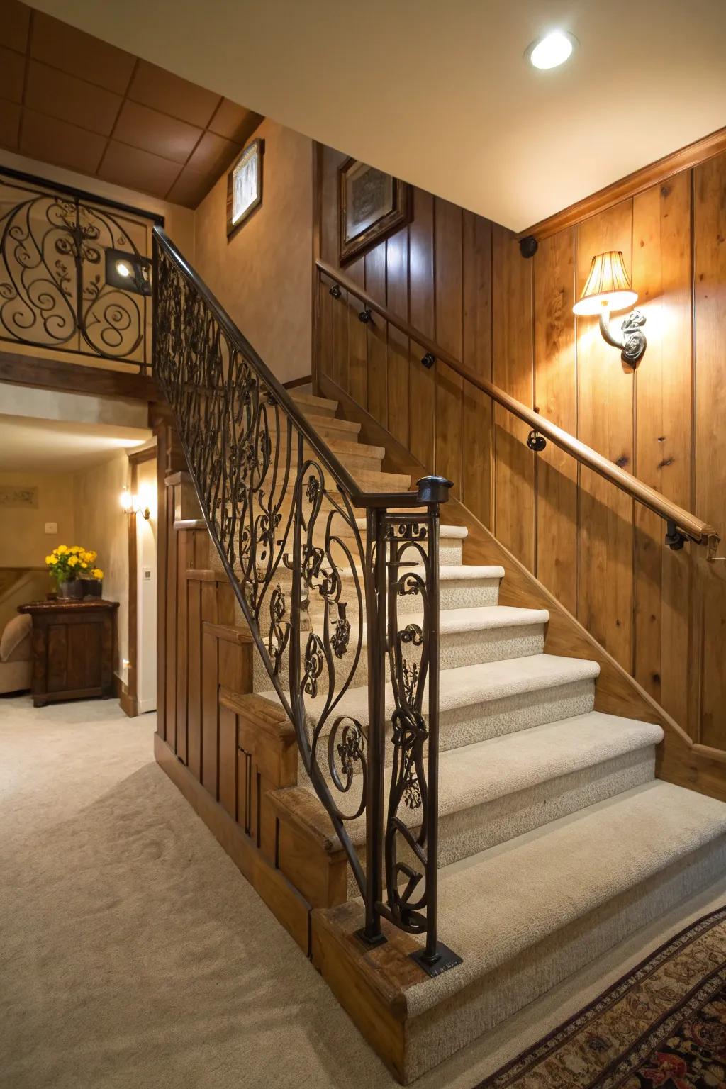 Vintage metal railings provide timeless elegance.
