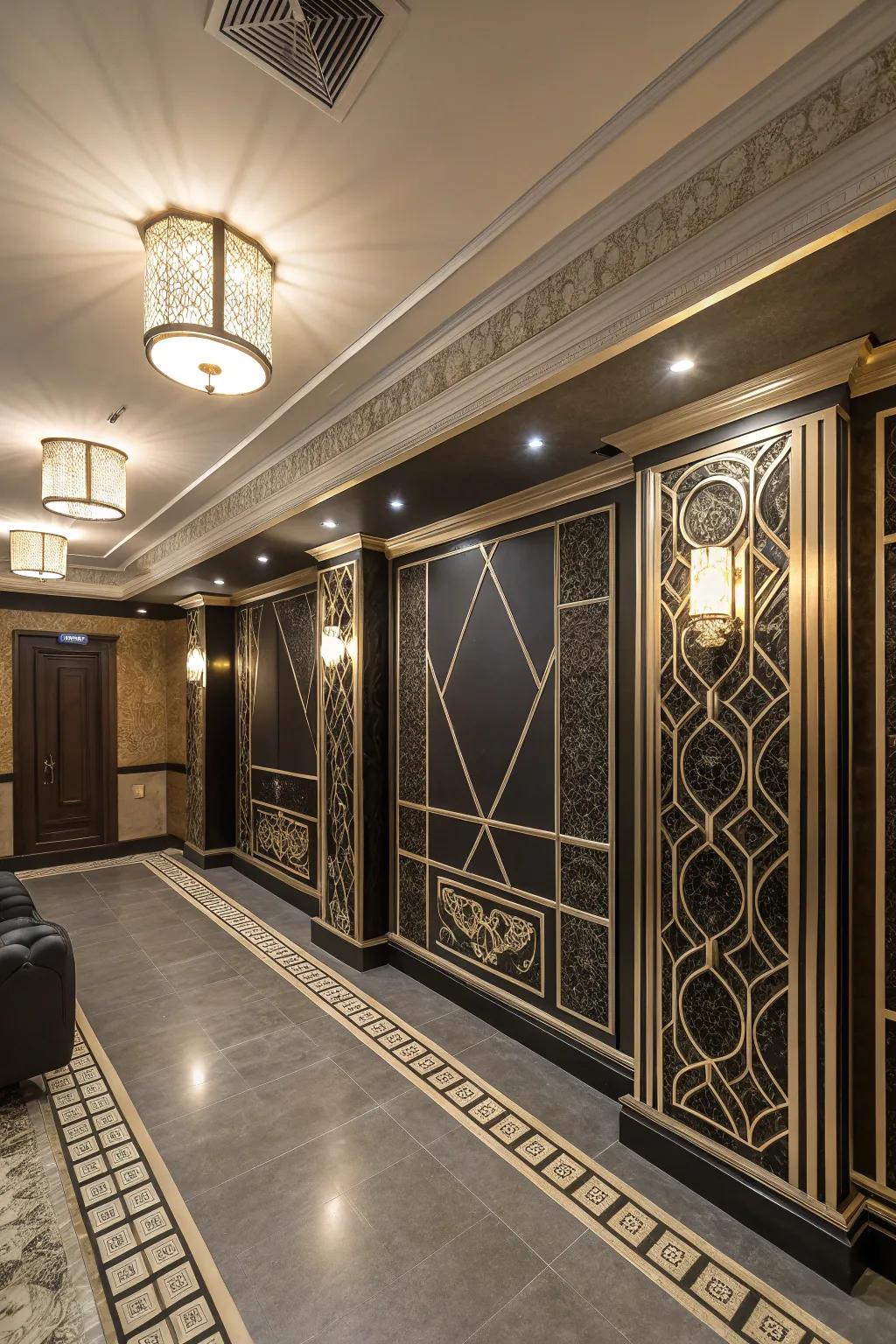 Art Deco trim delivers vintage glamour.