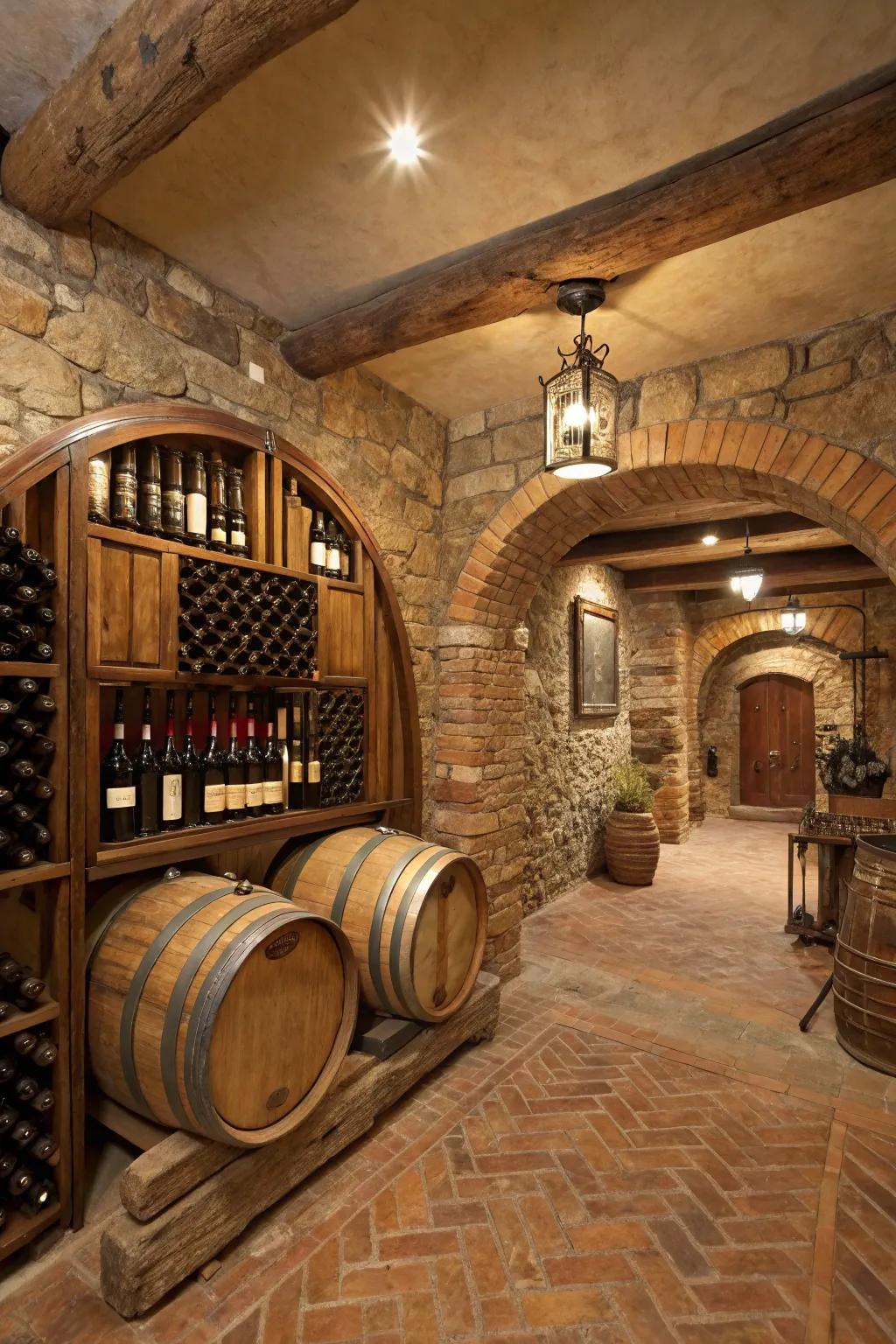 A styled wine cellar brings the essence of wine country to your space.