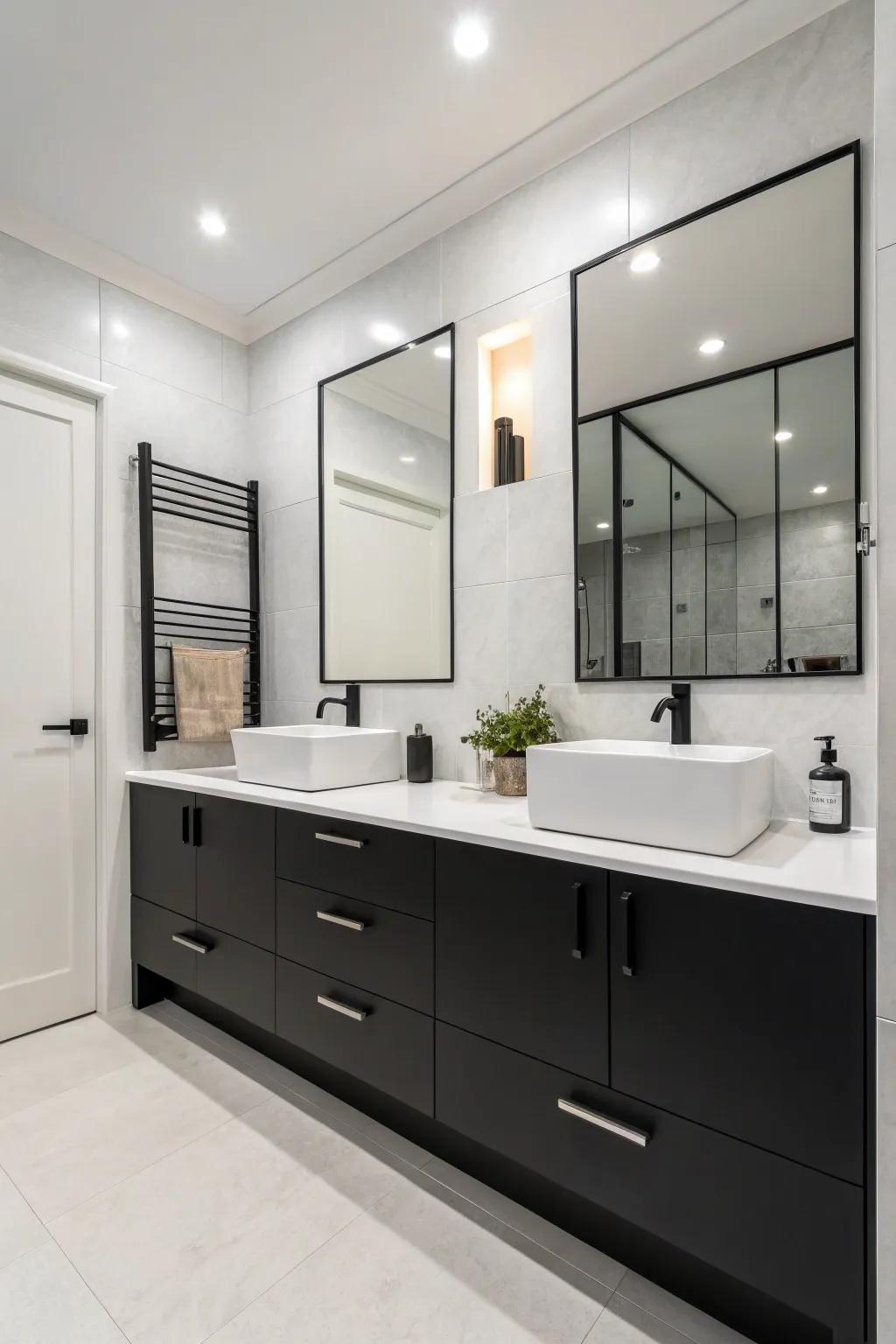 Clean black and ivory offers a polished style.