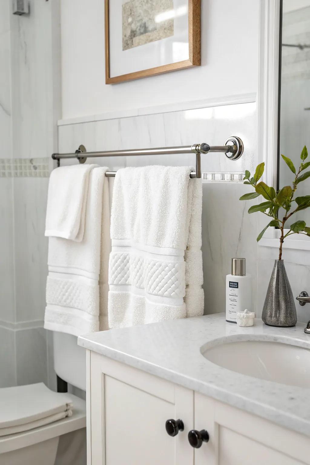 Minimalist bars provide a sleek and modern cloth display.