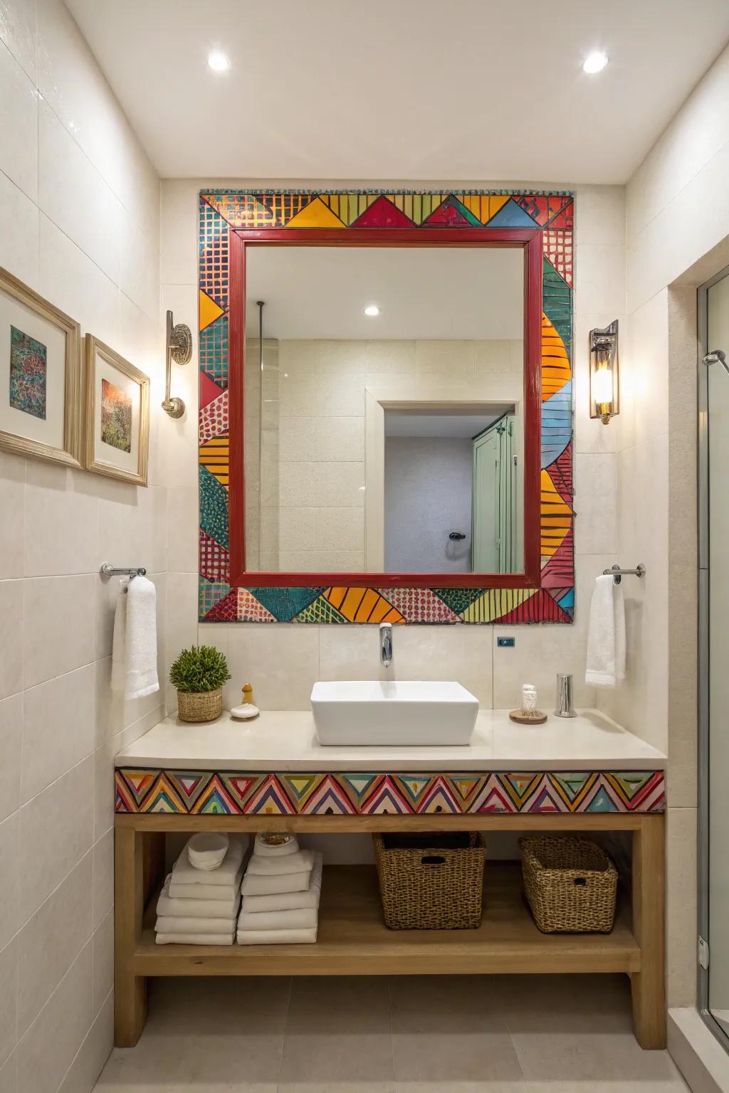 Vibrant frames can turn mirrors into statement pieces.
