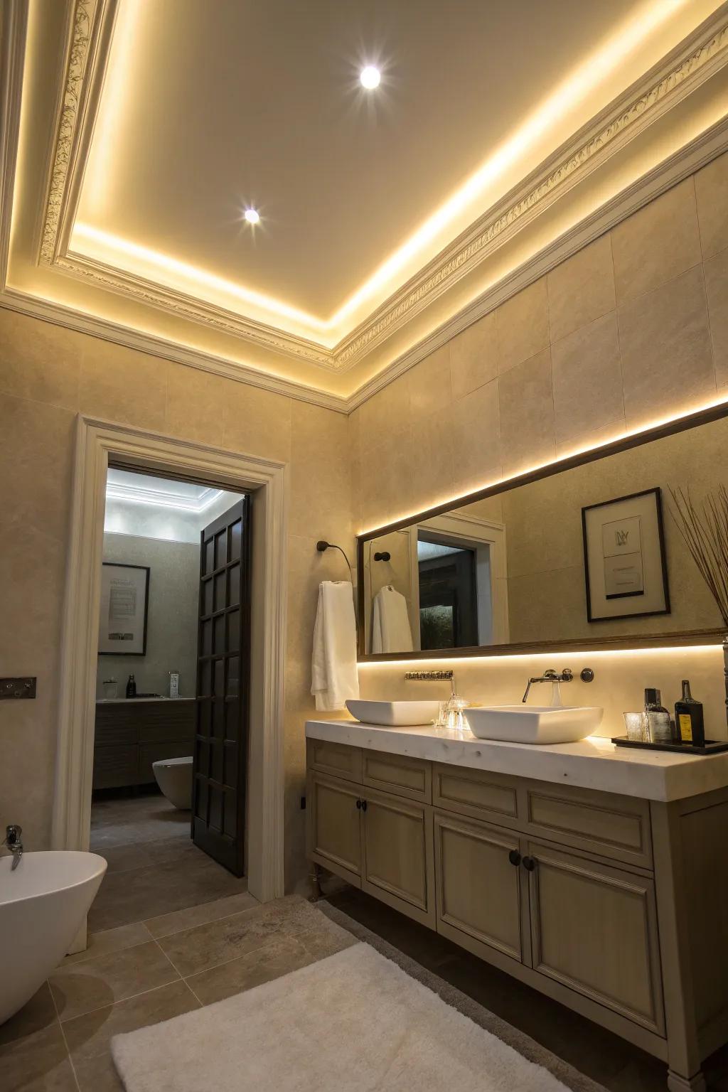 LED-backlit trim adds ambiance and a futuristic touch.