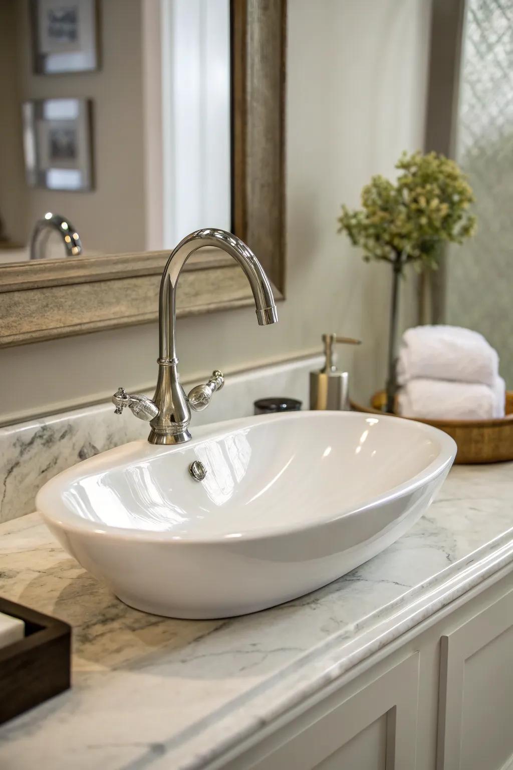 Elegant curves for a sophisticated bathroom sink.