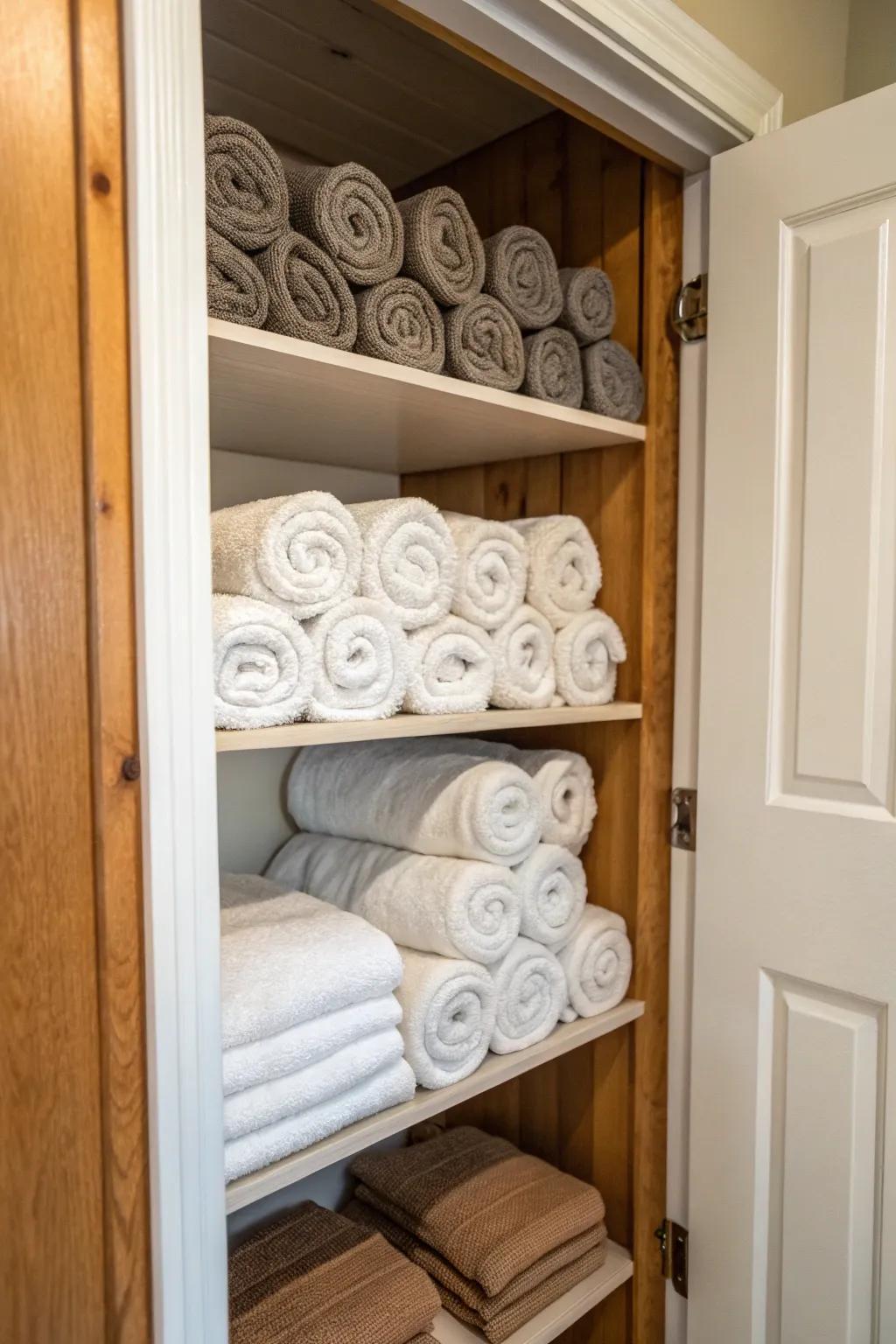 Maximize space with slim travel rolls.