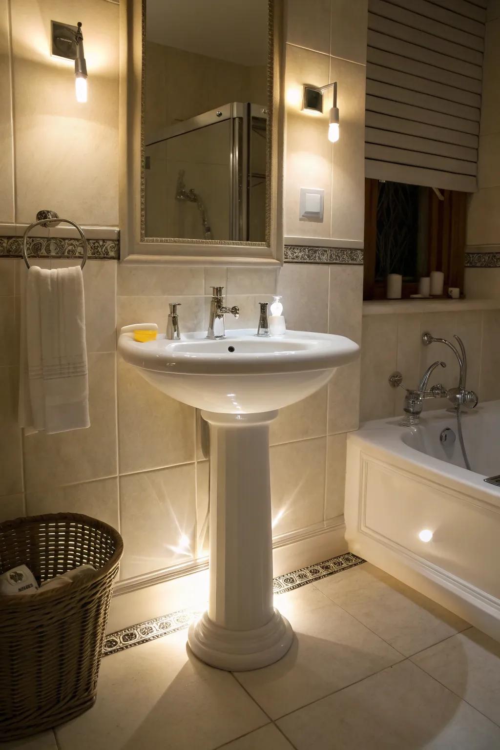 Amplify your bathroom's atmosphere through accent illumination.