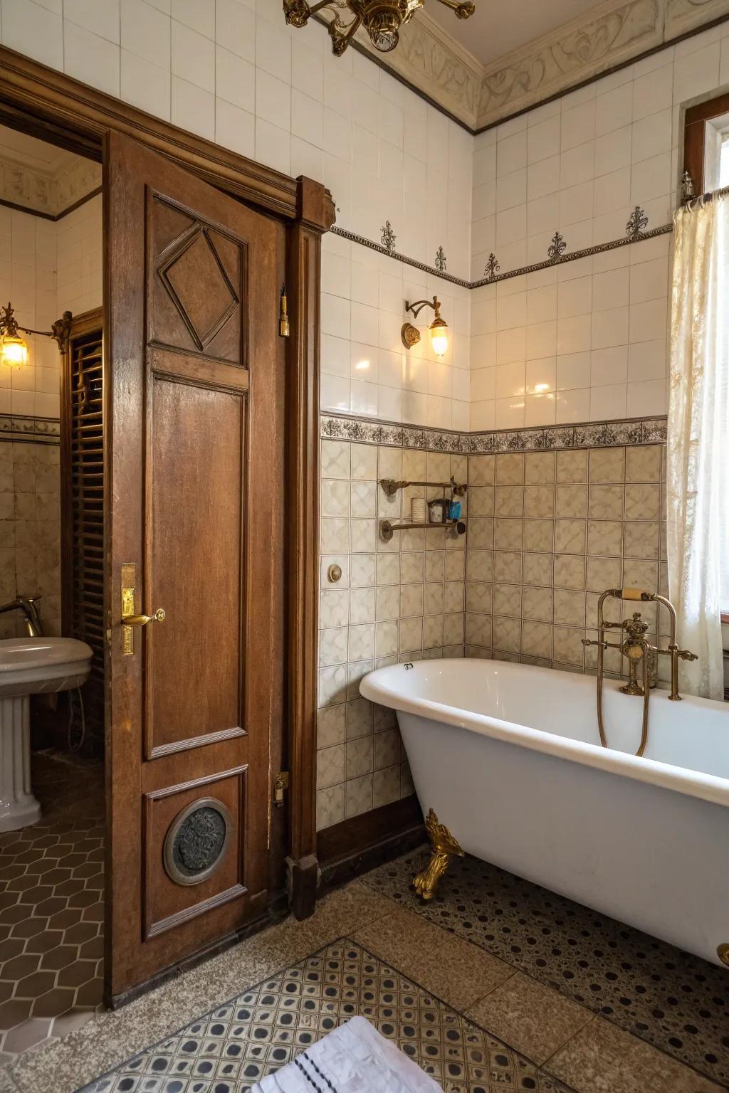 Brass accents lend timeless refinement to any bathroom setting.