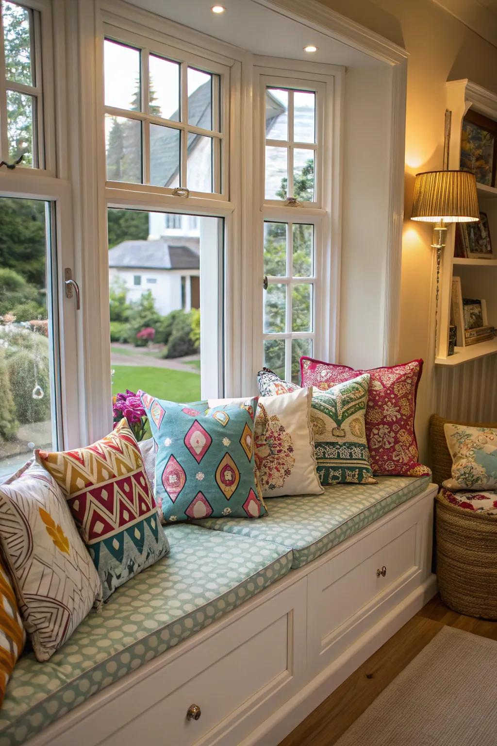 Custom cushions permit individualized expression in your bay window area.