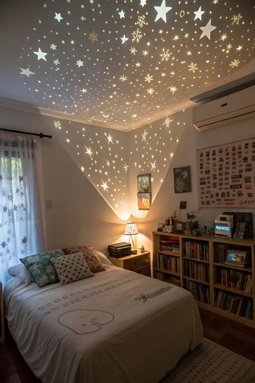 Projector lights add visual intrigue.