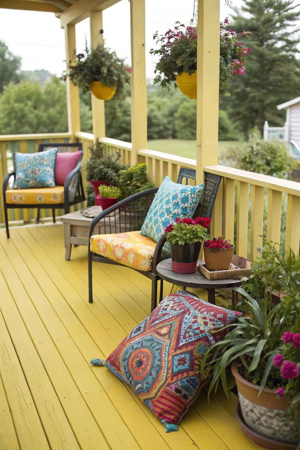 Yellow decks infuse your space with a cheerful and sunny vibe.