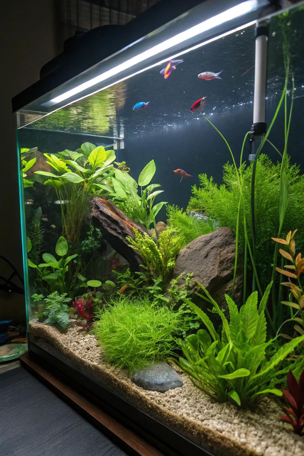 Underwater gardens introduce depth and variety into your tank.