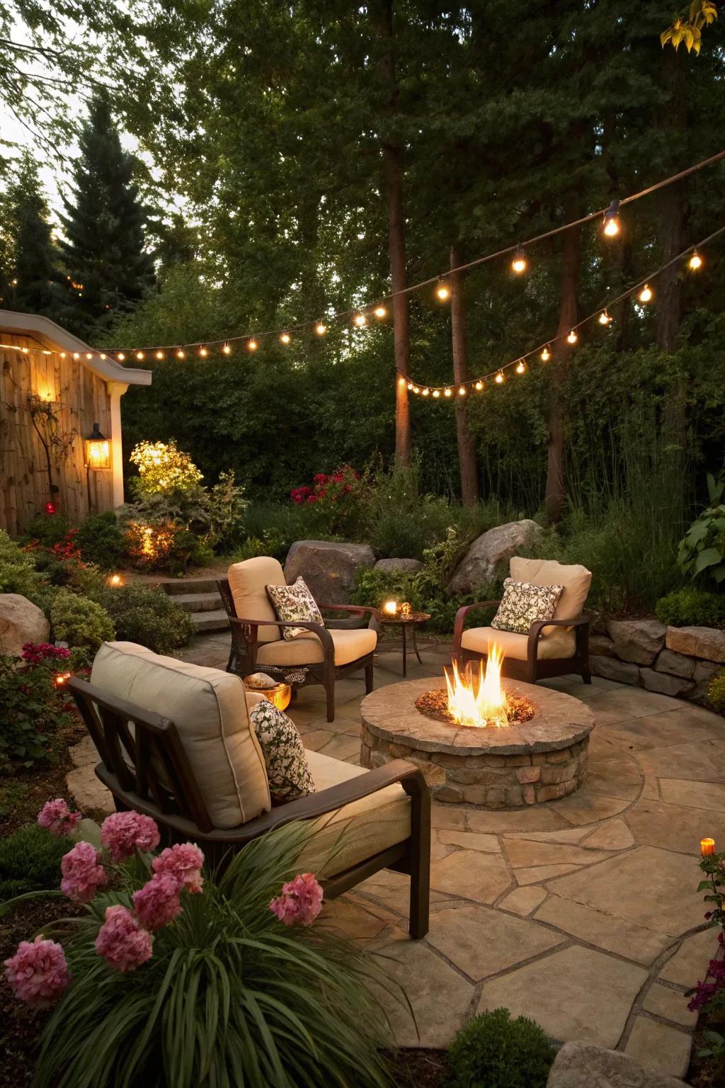 A bonfire site makes your yard a relaxing gathering point.