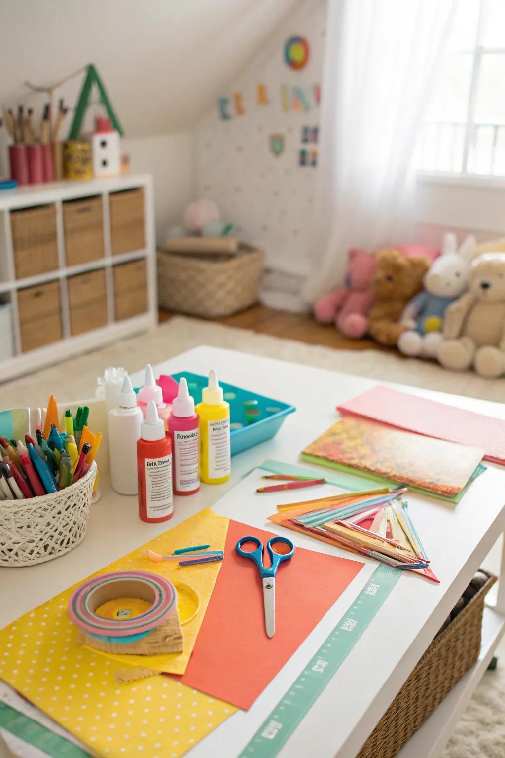 Inspire creativity with a craft corner.