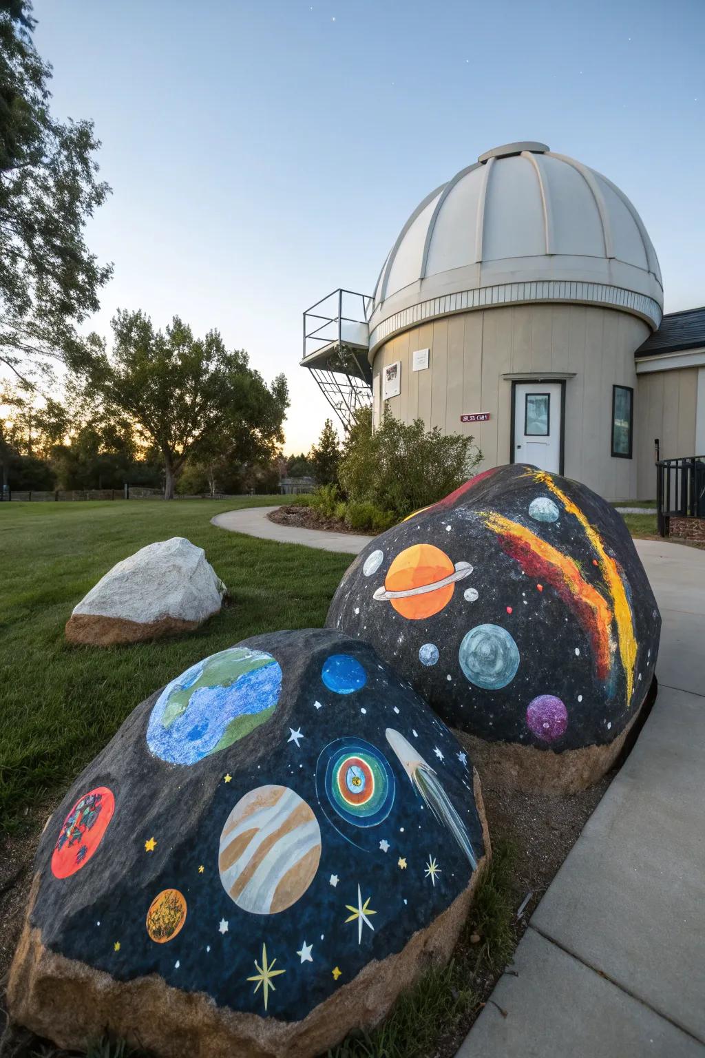 Take a galactic journey through space-themed stone art.