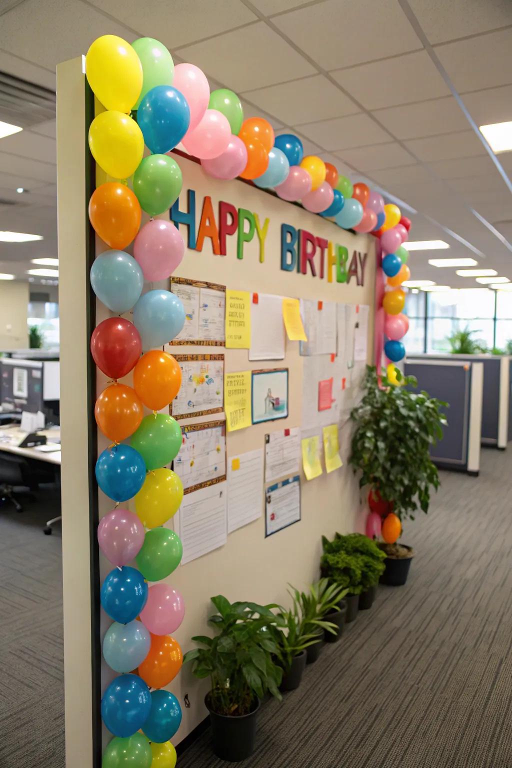 Balloon arches add a festive touch.