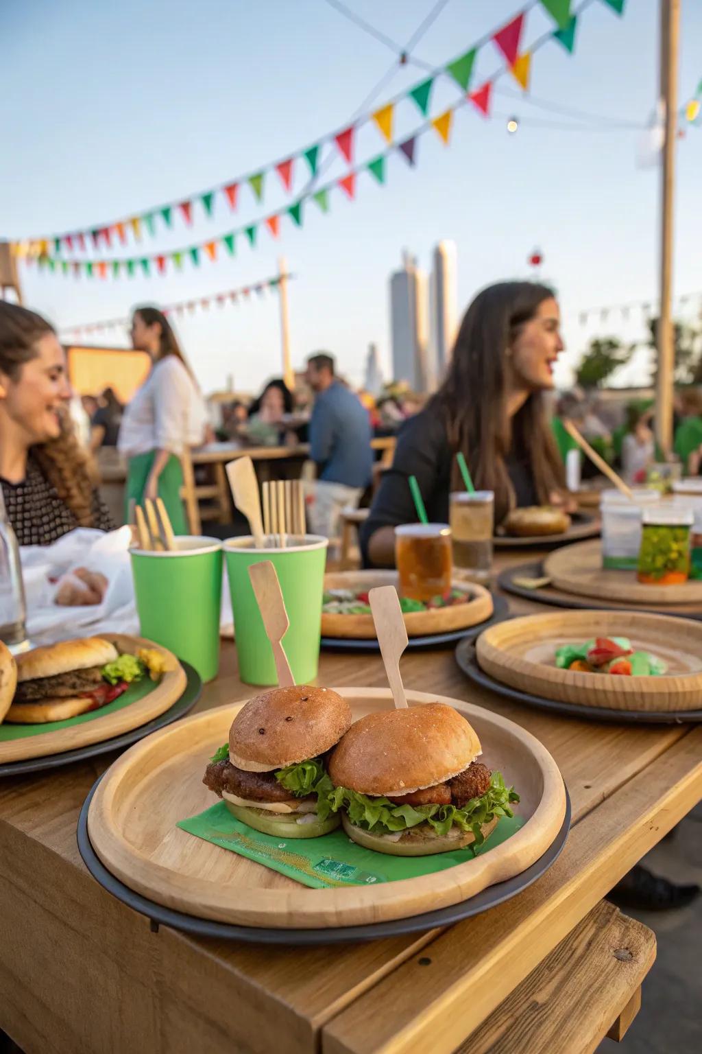 Eco-friendly dinnerware for a sustainable party.