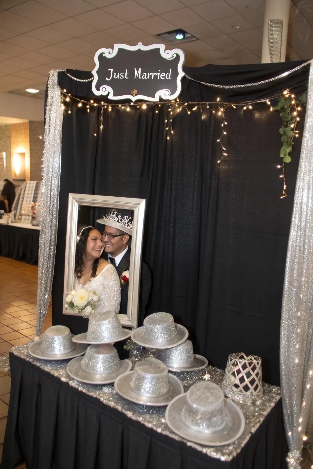 An entertaining and memorable photo booth in coal and shimmer.