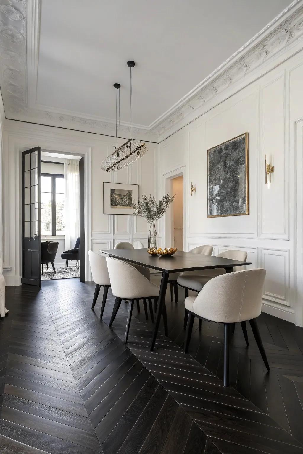 Herringbone patterns add intrigue.