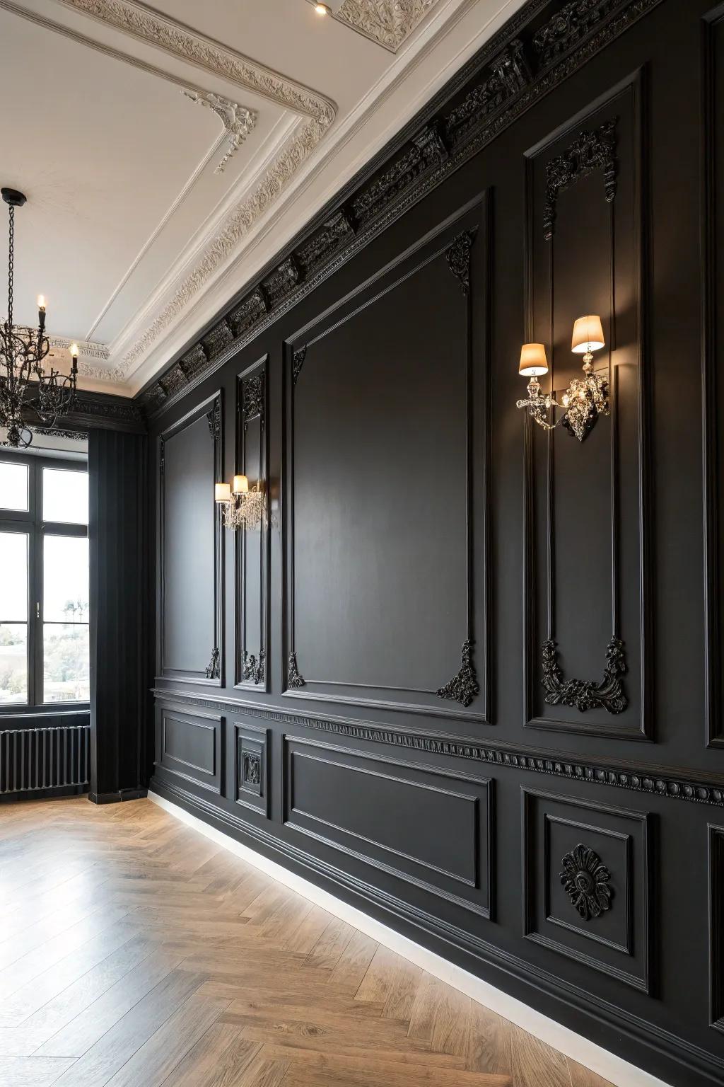 Structural features highlighted by a shadowy wall.