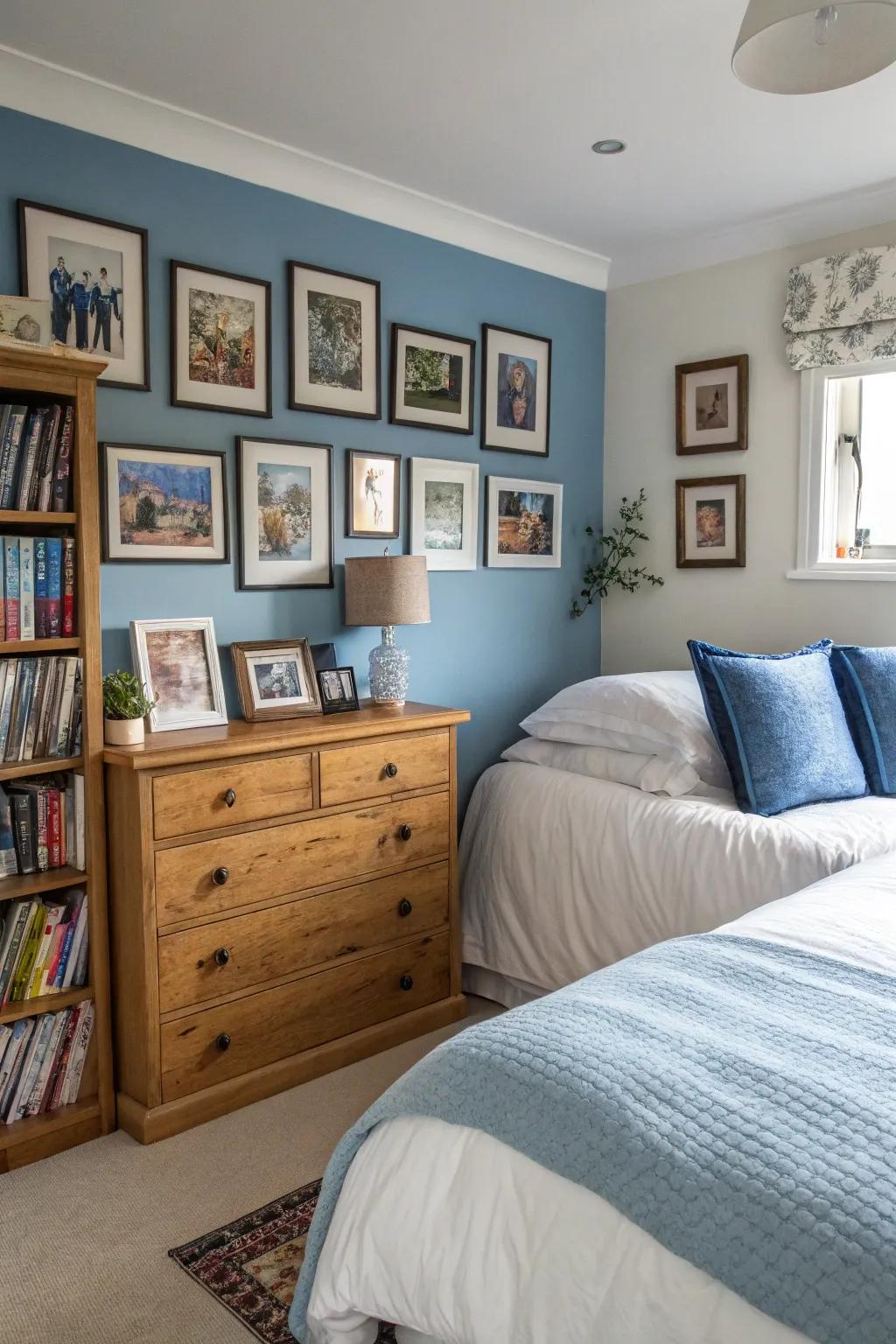 Personal elements add warmth and individuality to a bedroom.