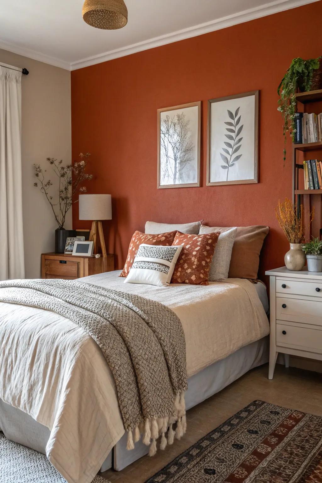 Accent wall creating a bold focal point.