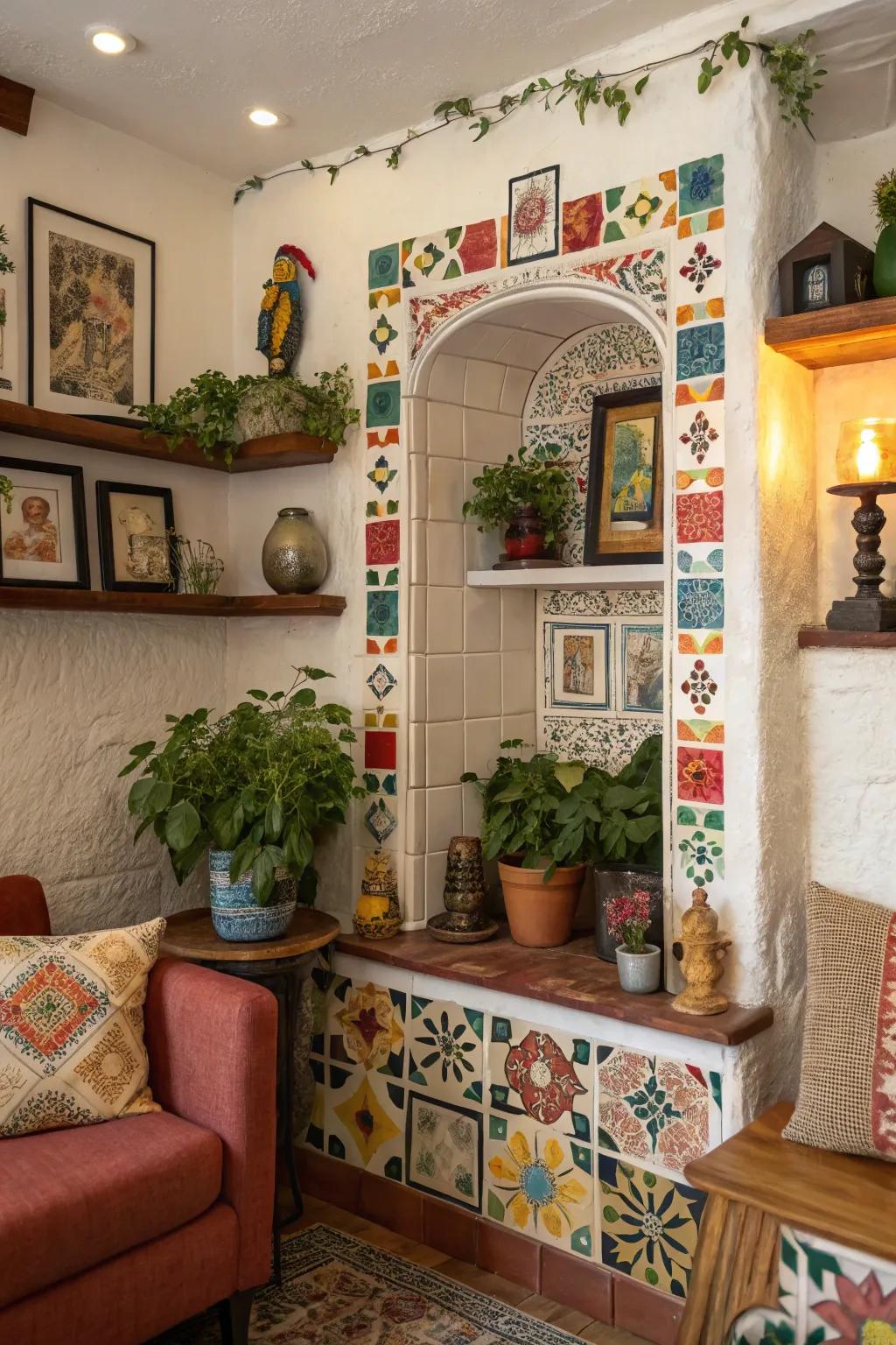 Artistic hollows add unique and decorative storage.