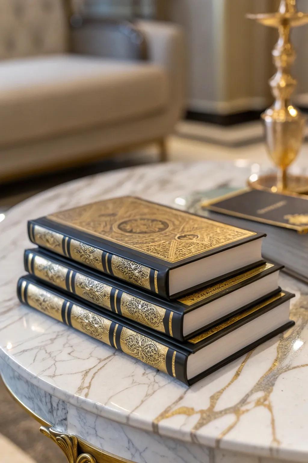 Gold details give book covers a hint of elegance.