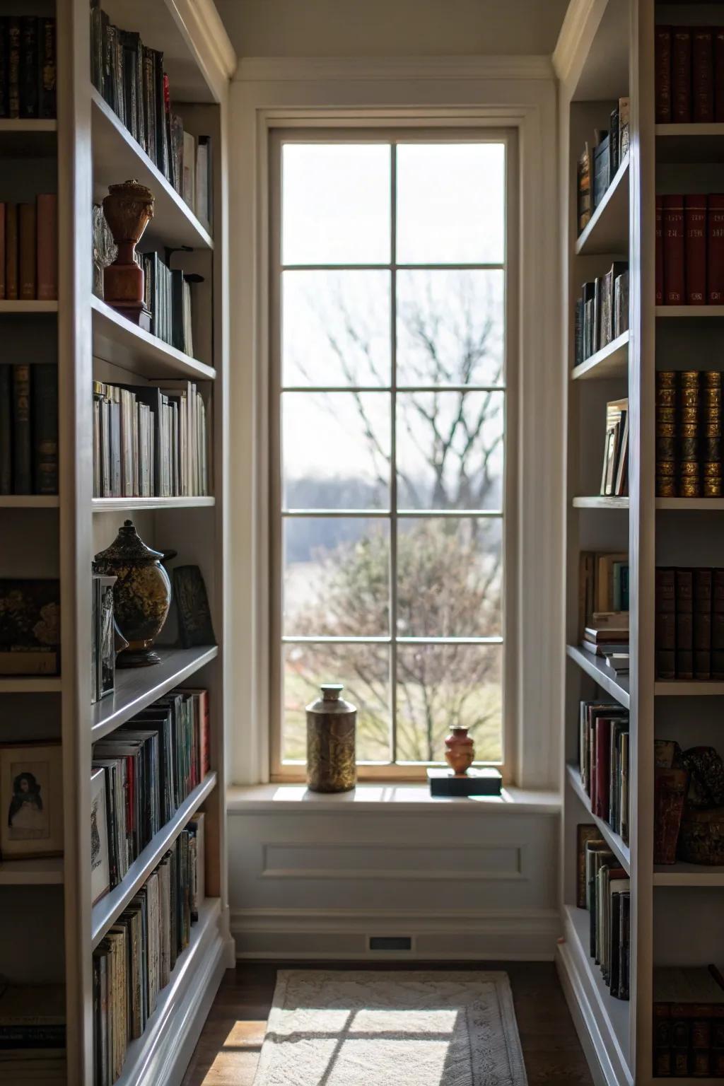 A symmetrical design that brings a sense of balance to the book room.