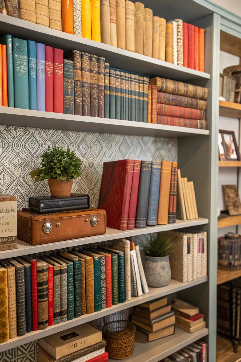 An eclectic blend of shelves for a dynamic display.