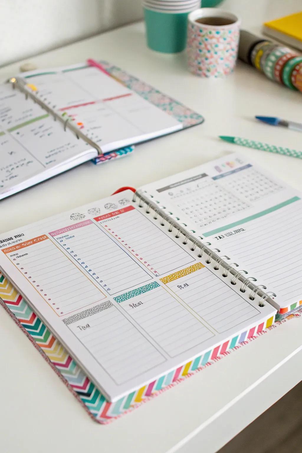 Creative tape borders bring a vibrant touch to personal pages.