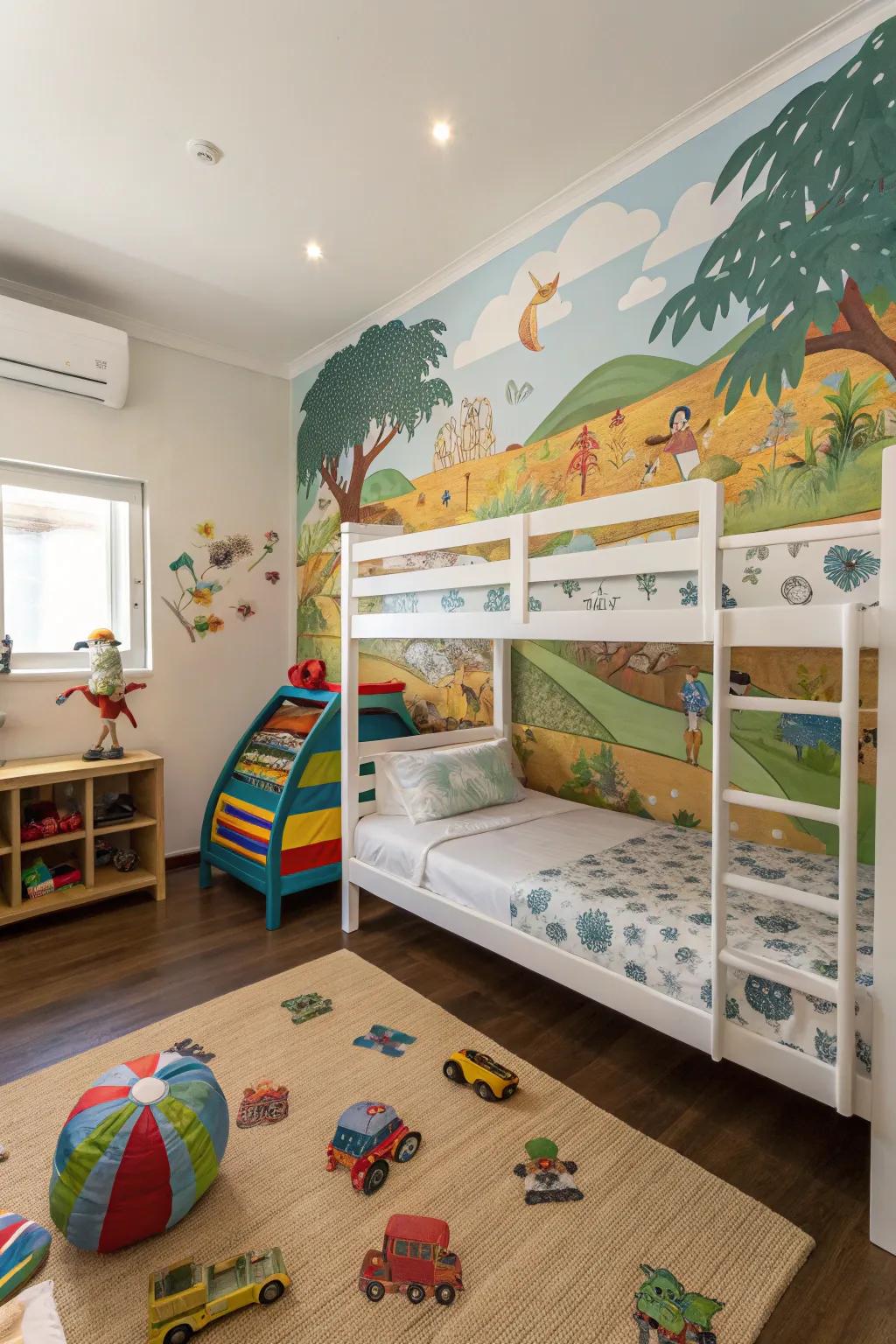 Wall murals add creativity and inspiration.