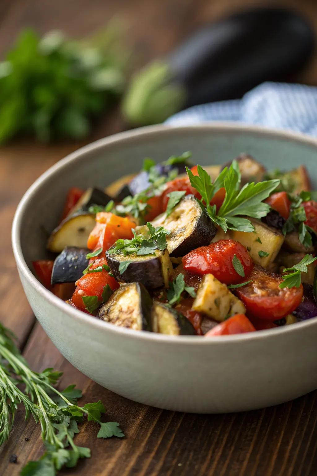 A ratatouille-inspired bowl for a flavorful morning meal.