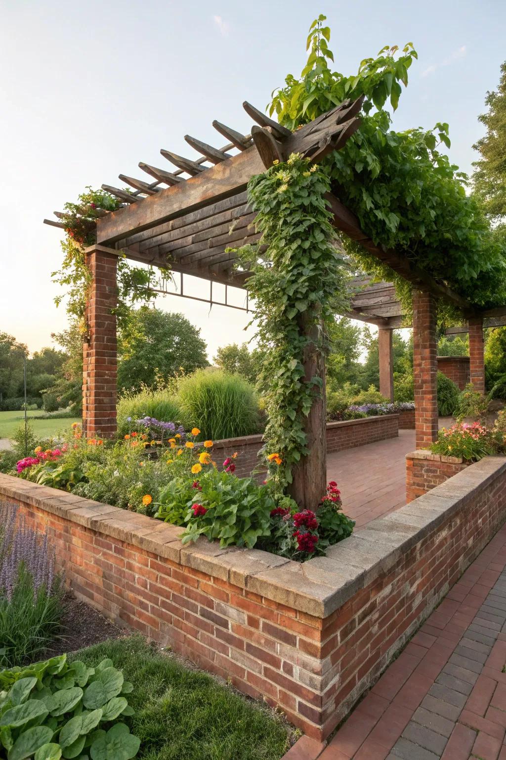 Enhance your garden's elegance with a pergola over your raised bed.