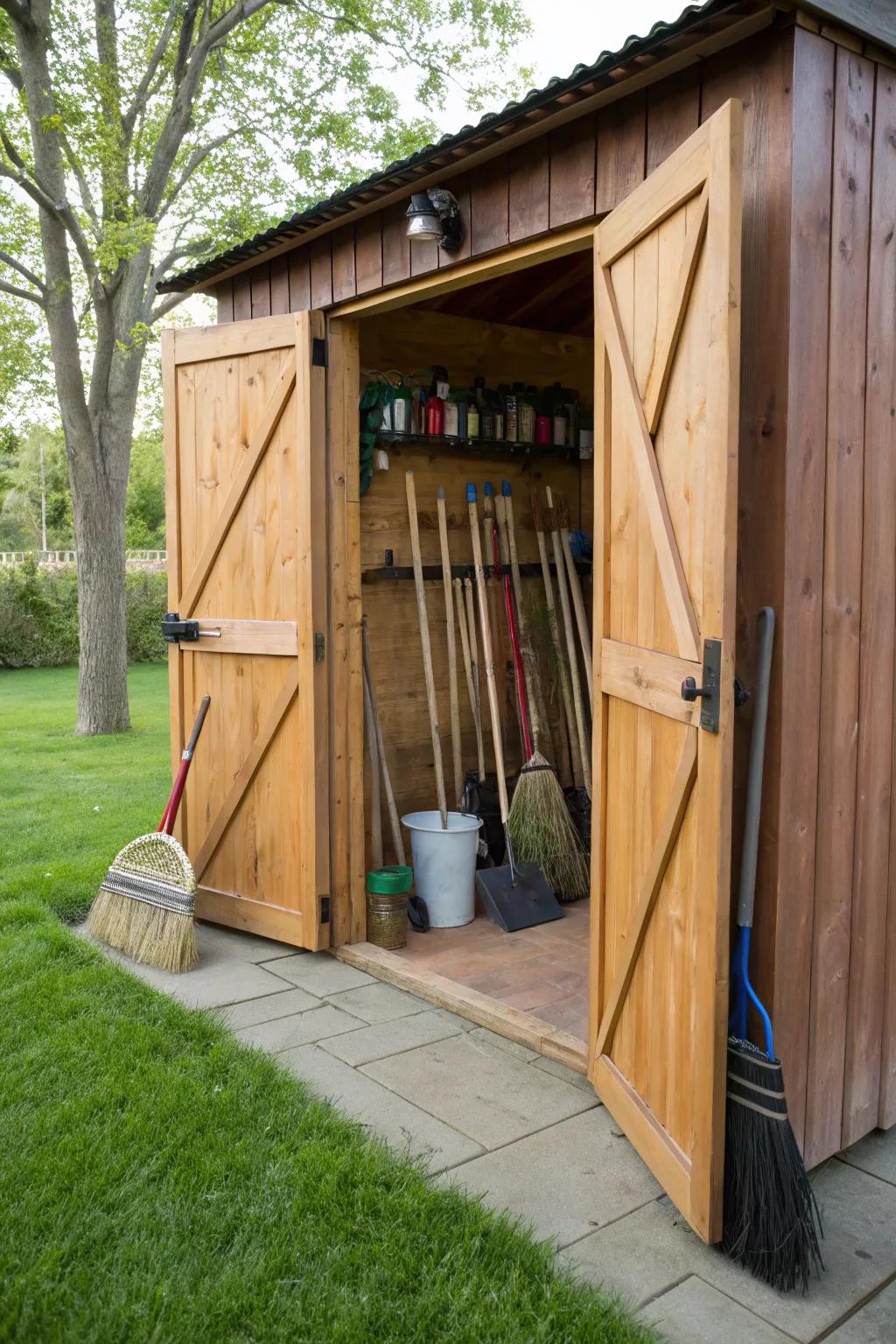 Outdoor rooms provide ample space for larger cleaning tools.