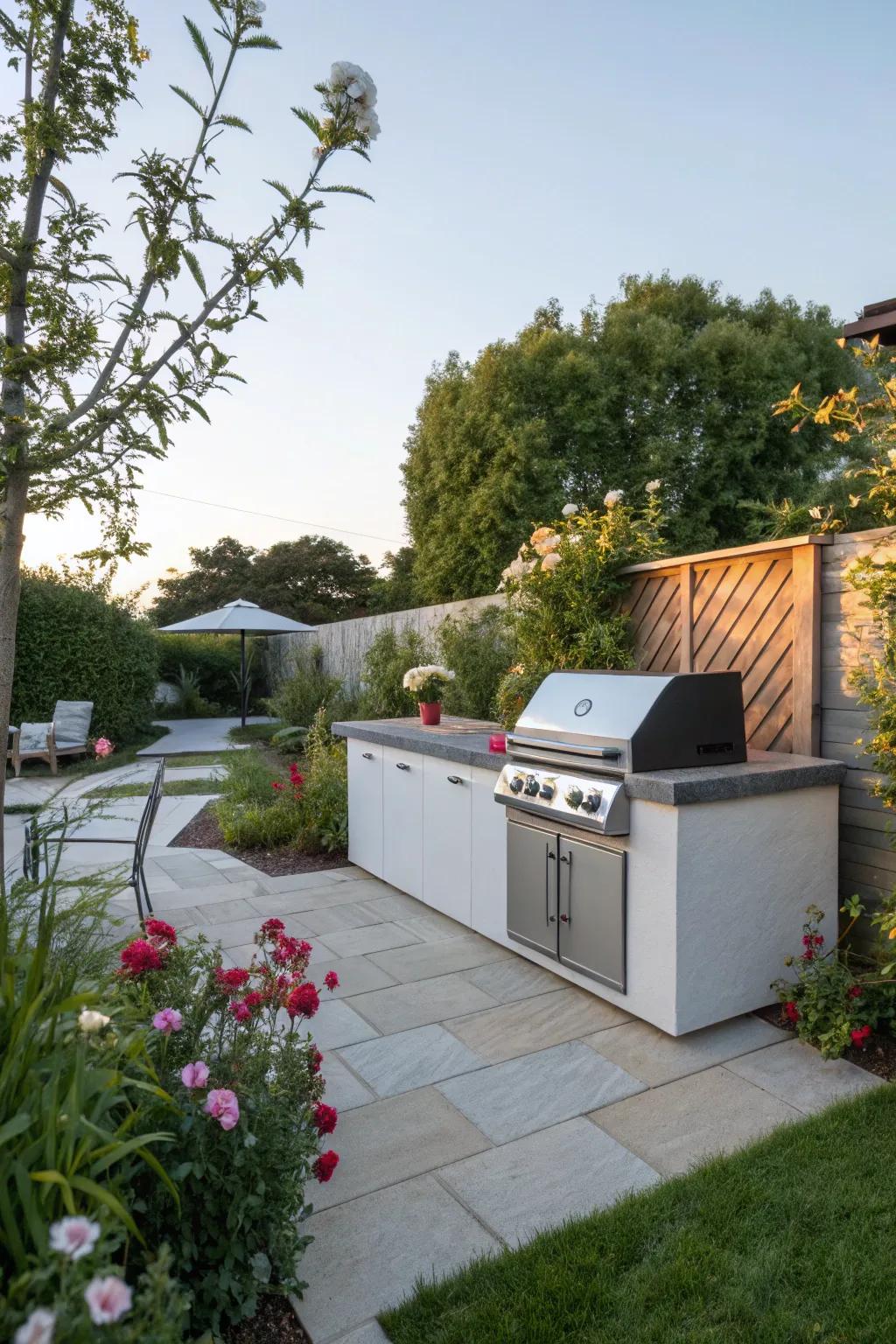 Weatherproof materials assure your BBQ setup's durability.