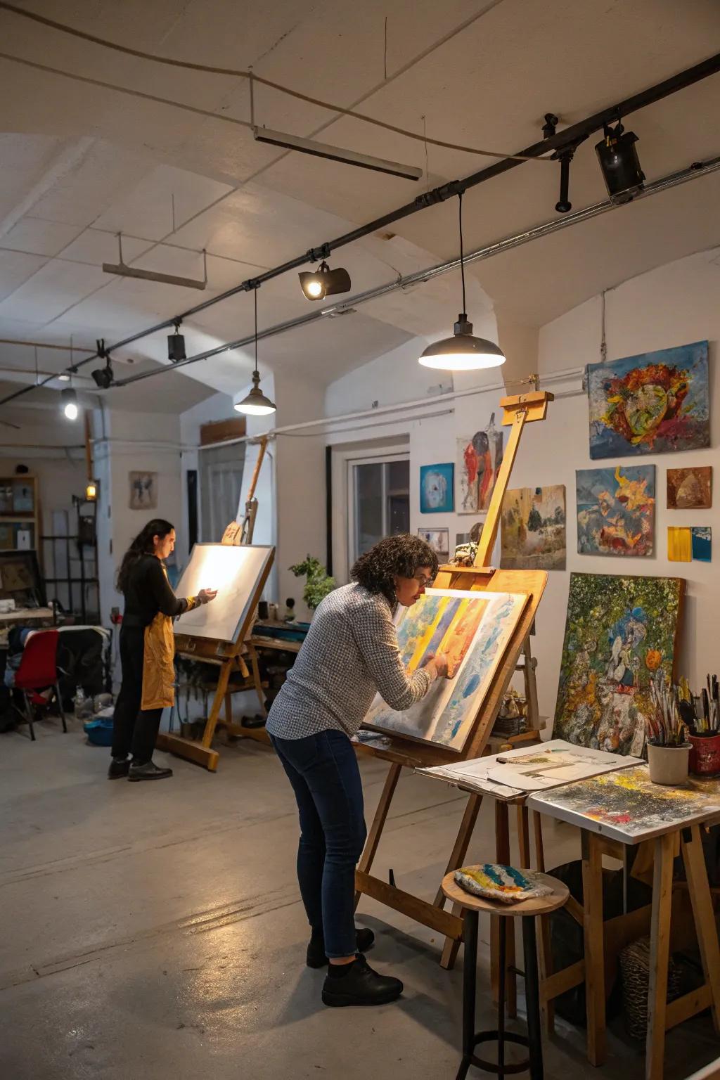 Appreciate flexible illumination within your art studio via cable lighting.