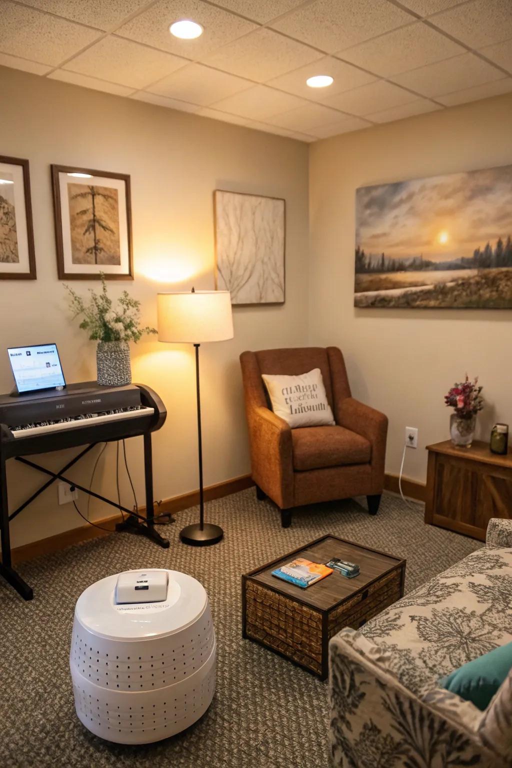 Sound ambiance sets a peaceful tone.