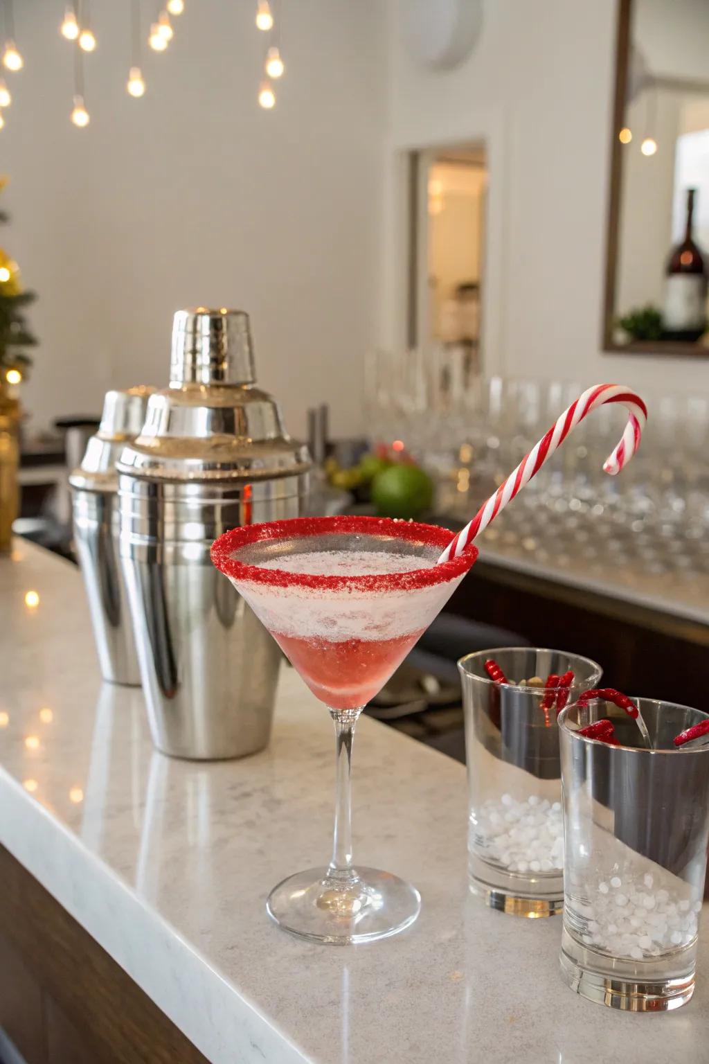 Cheers to the holidays with a candy cane cocktail.