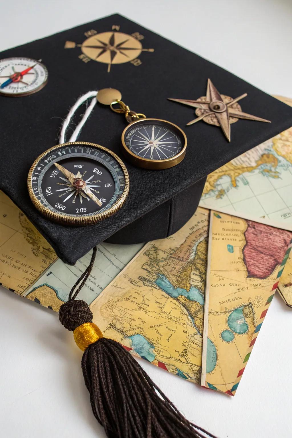 A cap including travel components meant for the adventurous spirit.