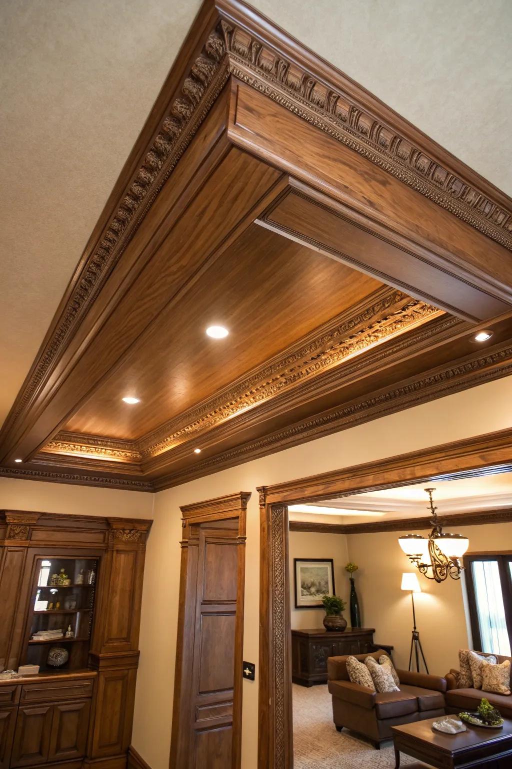 Tinted timber border contours proffer traditional elegance and warmth.
